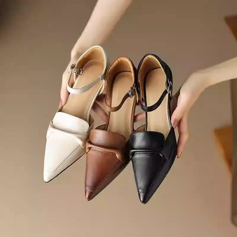 Sexy Pointed Toe Ladies Dress Shoes 2024 Autumn New One-word Belt Design Women\'s Pumps Casual Fashion Commuting Girl High Heels