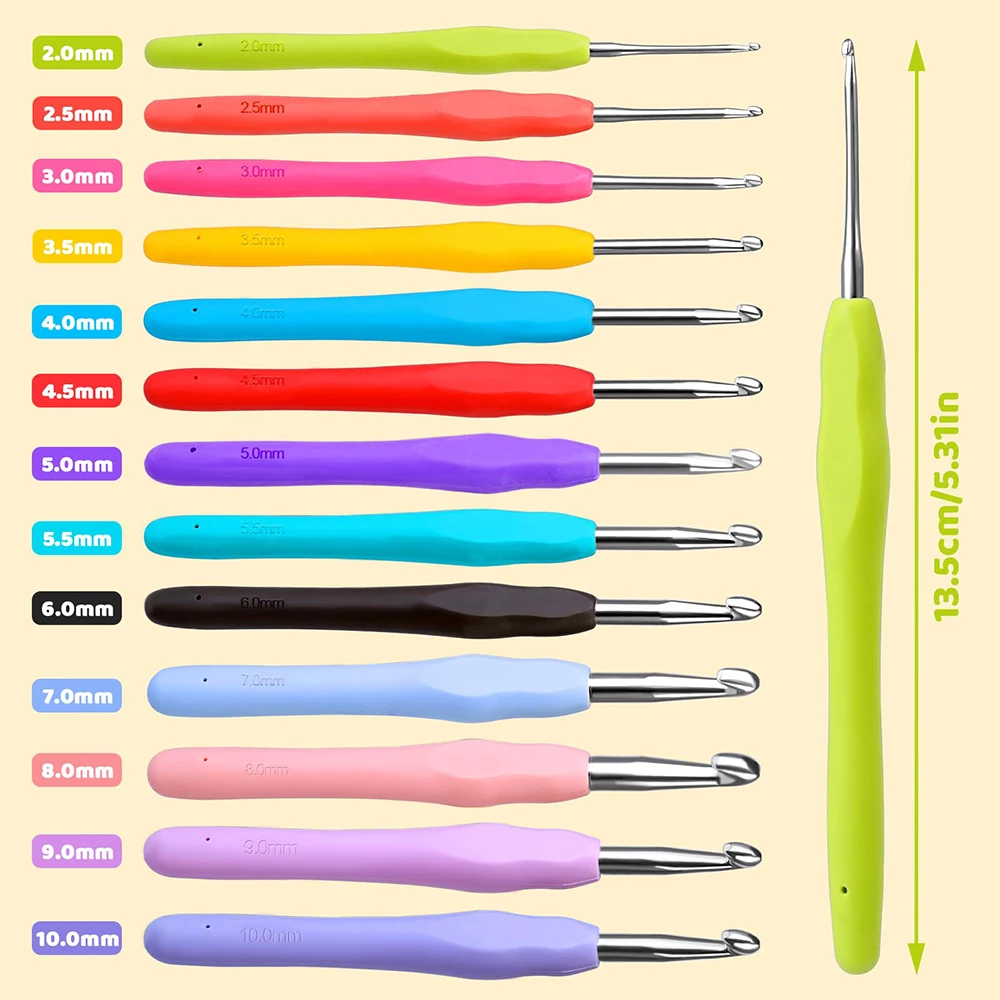 41pcs/set Ergonomic Crochet Needle with Storage Case Crochet Needles Yarn Weaving Needle DIY Weaving Tools for Arthritic Hands