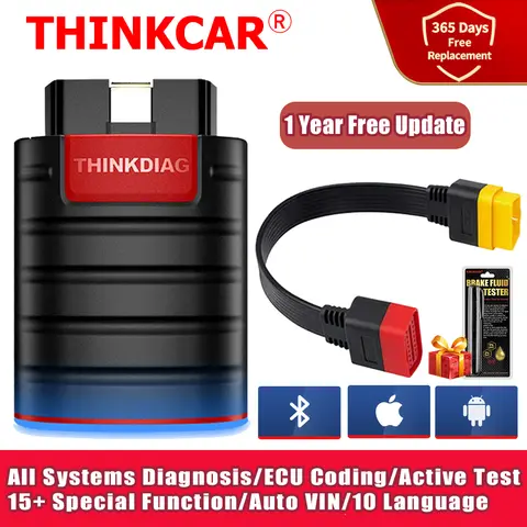 THINKCAR Thinkdiag HOT Version OBD2 Bluetooth ALL System 16 Reset Service 1 Year Free Car Diagnostic Tool Active Scan ECU Coding