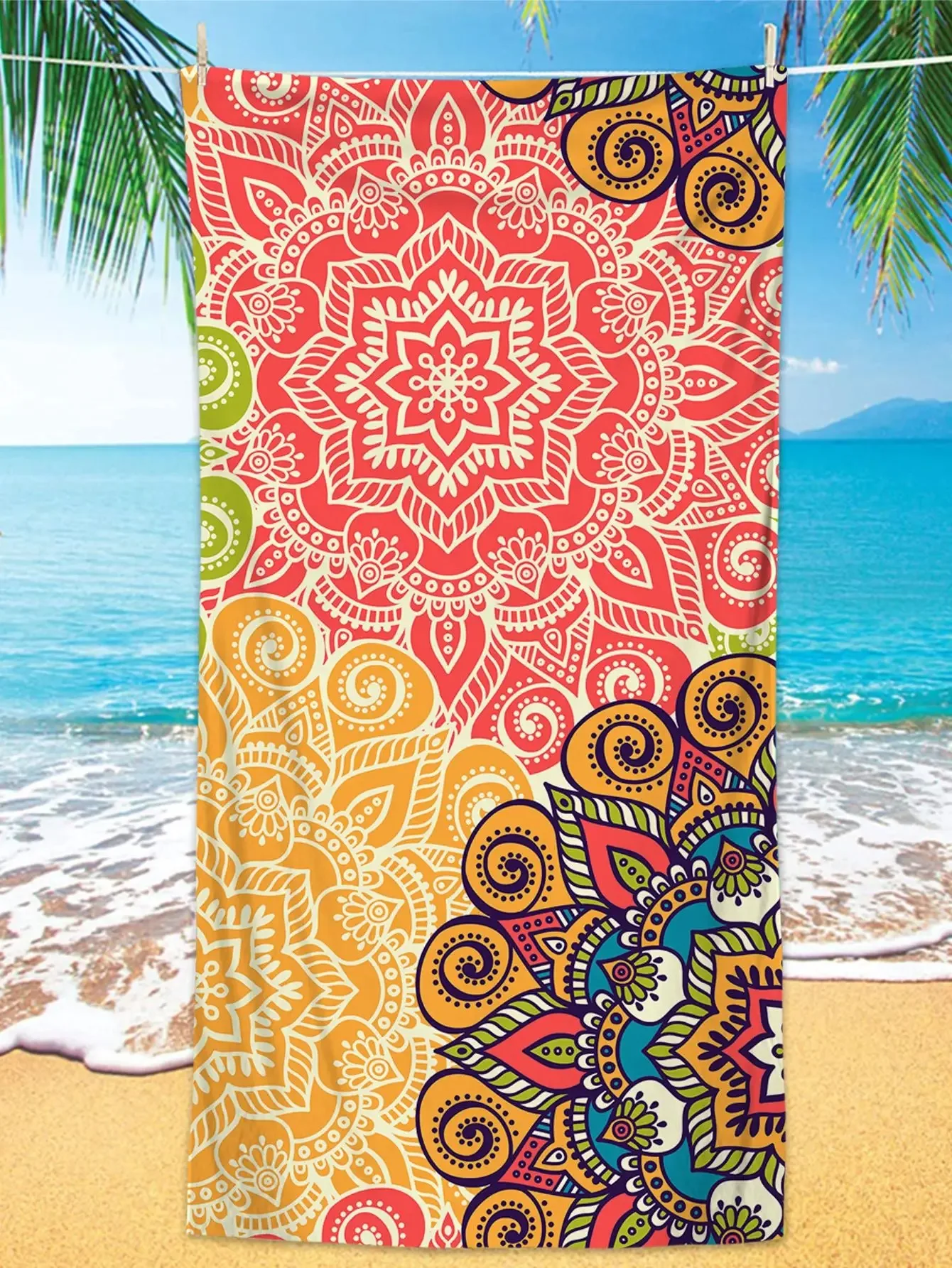 Ocean Water Turtle Print Beach Towel Microfiber Quick Dry Sand-Free Absorbent Towel For Beach Pool Use