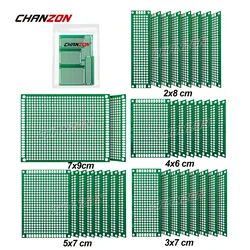 34 pezzi scheda PCB bifacciale stagnata (2X8 3X7 4X6 5X7 7x9 cm) kit prototipo FR4 circuito universale stampato Perfboard per fai da te