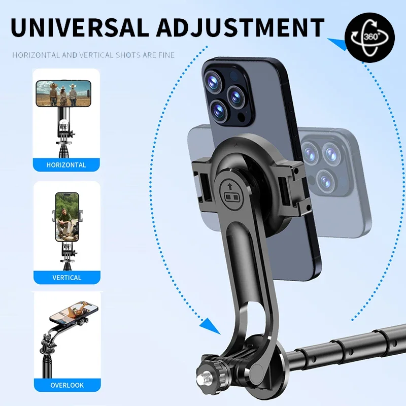 Aulidtech Magnetic Selfie Stick Tripod Stand for Smart Cell Phone iPhone16/15/14/13/12 Samsung Huawei Action Camera Magsafe