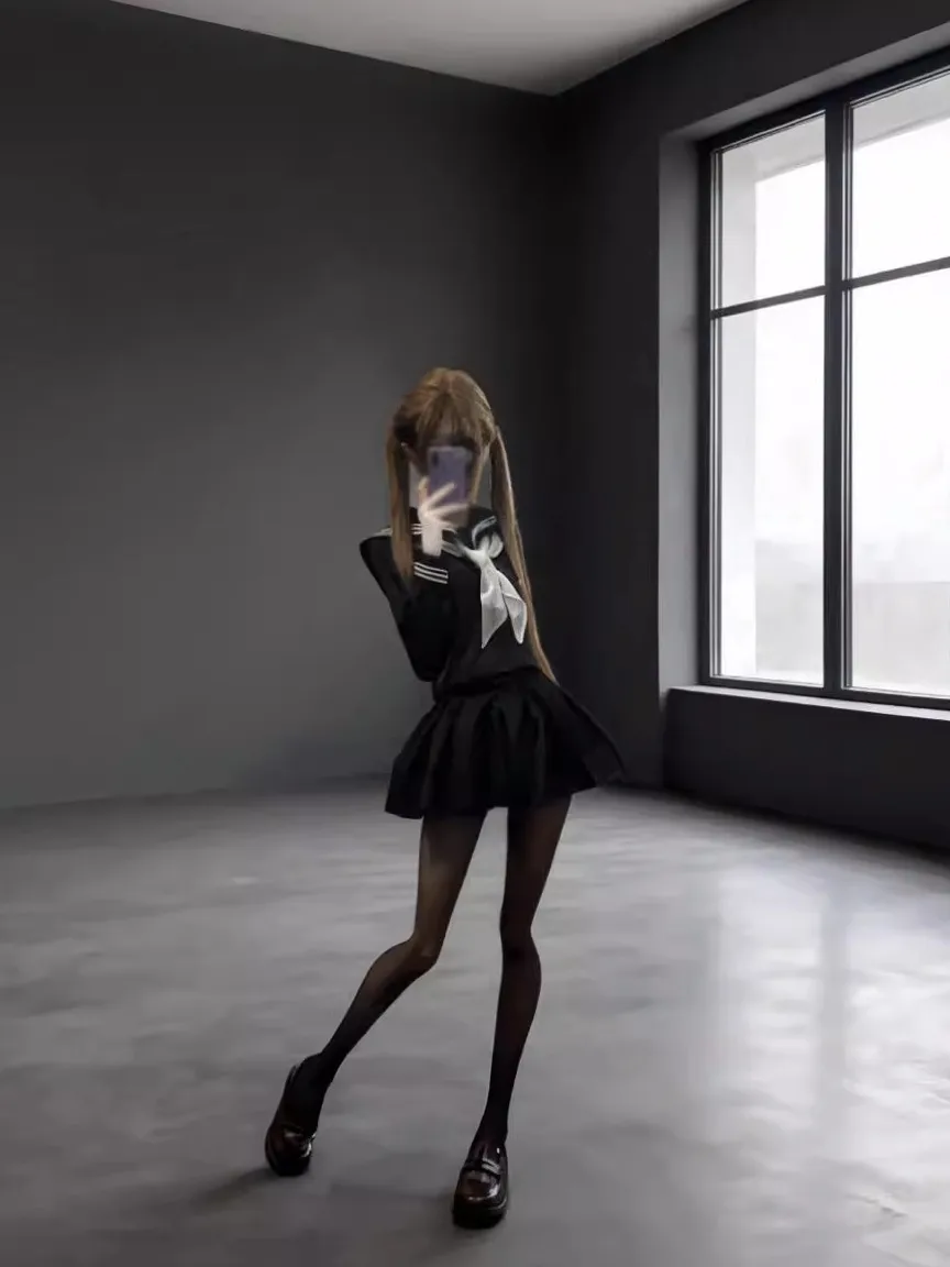 Cisas COS orm اليابانية Sle JK Bla تي شيرت الكتب بحار دعوى طويلة Sve أعلى كلية Sle تنورة مجموعة المرأة Faion