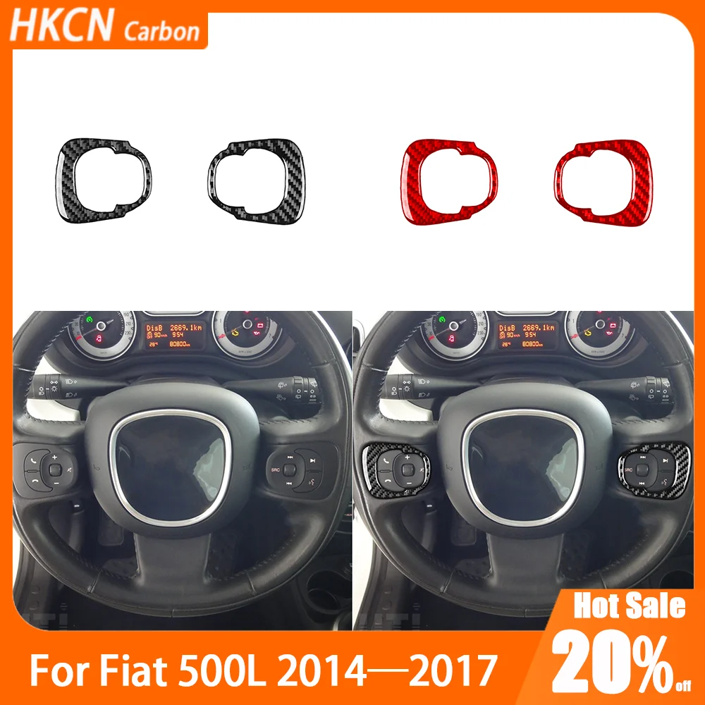 

Carbon Fiber Steering Wheel Button Panel Decal Car Accessories Interior Cover Trim Sticker Modification For Fiat 500L 2014—2017
