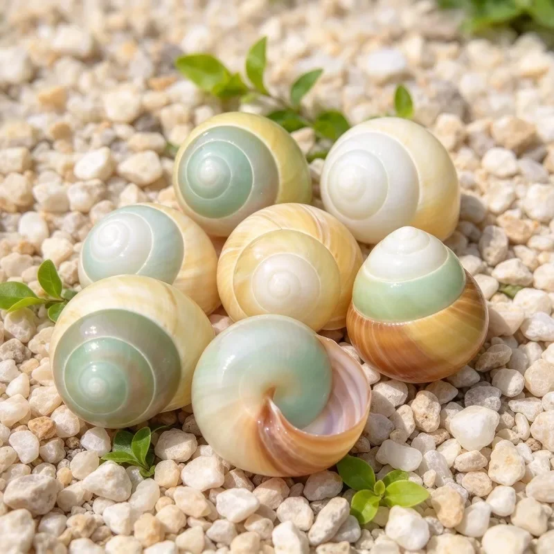 Natural Spiral Green Seashell Snail Shell for Fish Tank Landscape Handmade Craft Home Table Decor