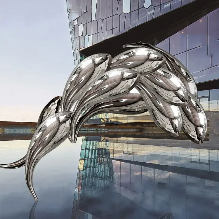 

Customized High End Metal Crafts Public Mall Garden Sculptures Outdoor Yard Large Fish Stainless Steel Sculpture For Villa