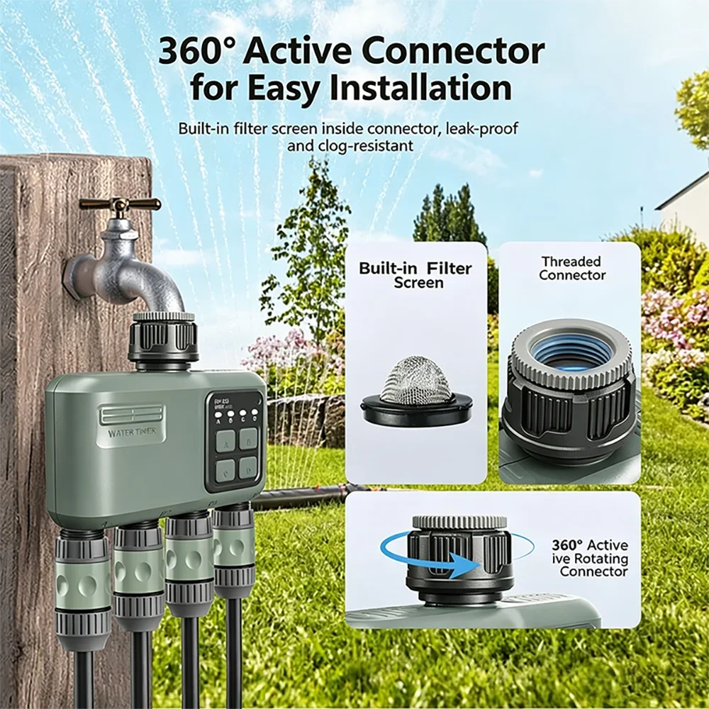 NEW Tuya App WiFi RF433 Smart Sprinkler Timer 4 Outlets Garden Water Irrigation Controller Programmable Timer with Rain Delay