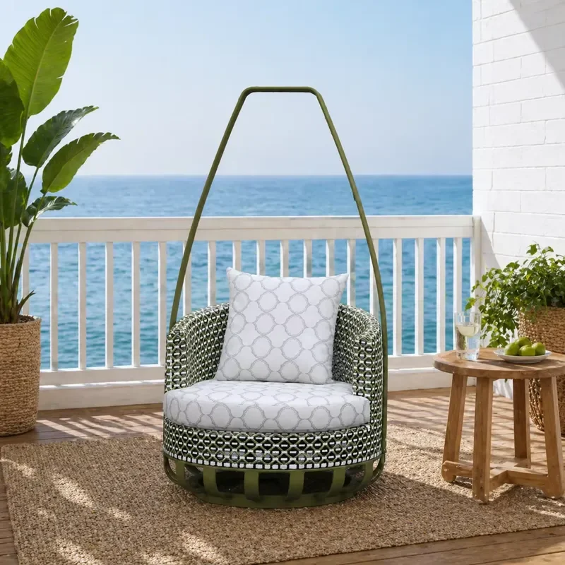 OEM Customized Outdoor PE Rattan Swing Chair All-Weather Aluminum Frame Outdoor Garden Swing Chair for Villa Resort Project