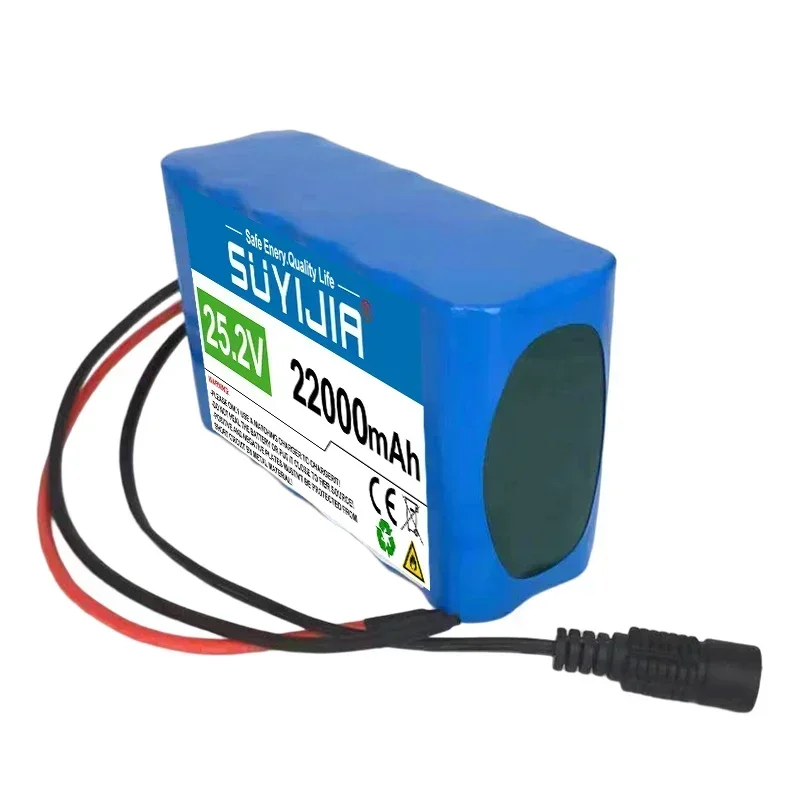 New 22000mAh 24V Lithium Battery Pack 25.2V 6S2P 18650 Rechargeable Li-ion Battery Cells Built-in BMS for Electric Bicycle Moped