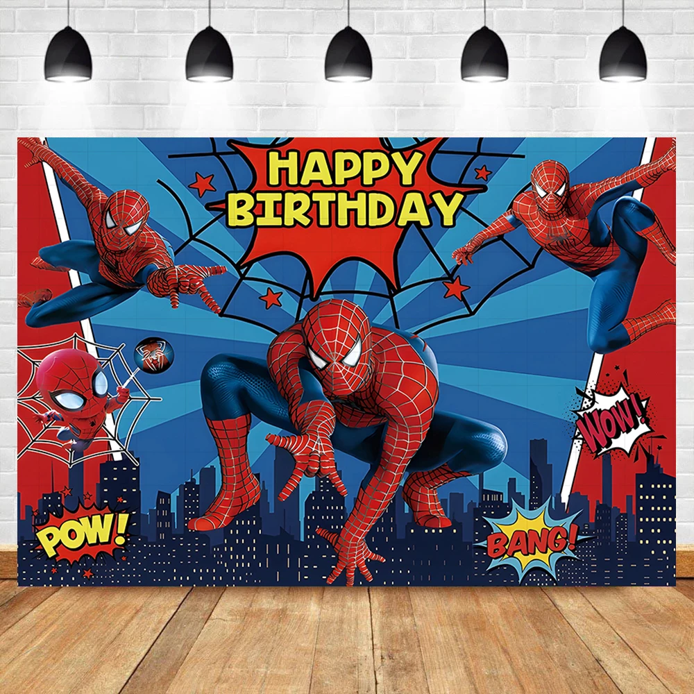 Spider Man Party Backdrops Banner Custom Superhero Theme Children Birthday Photography Poster Studio Wall Decoration Background