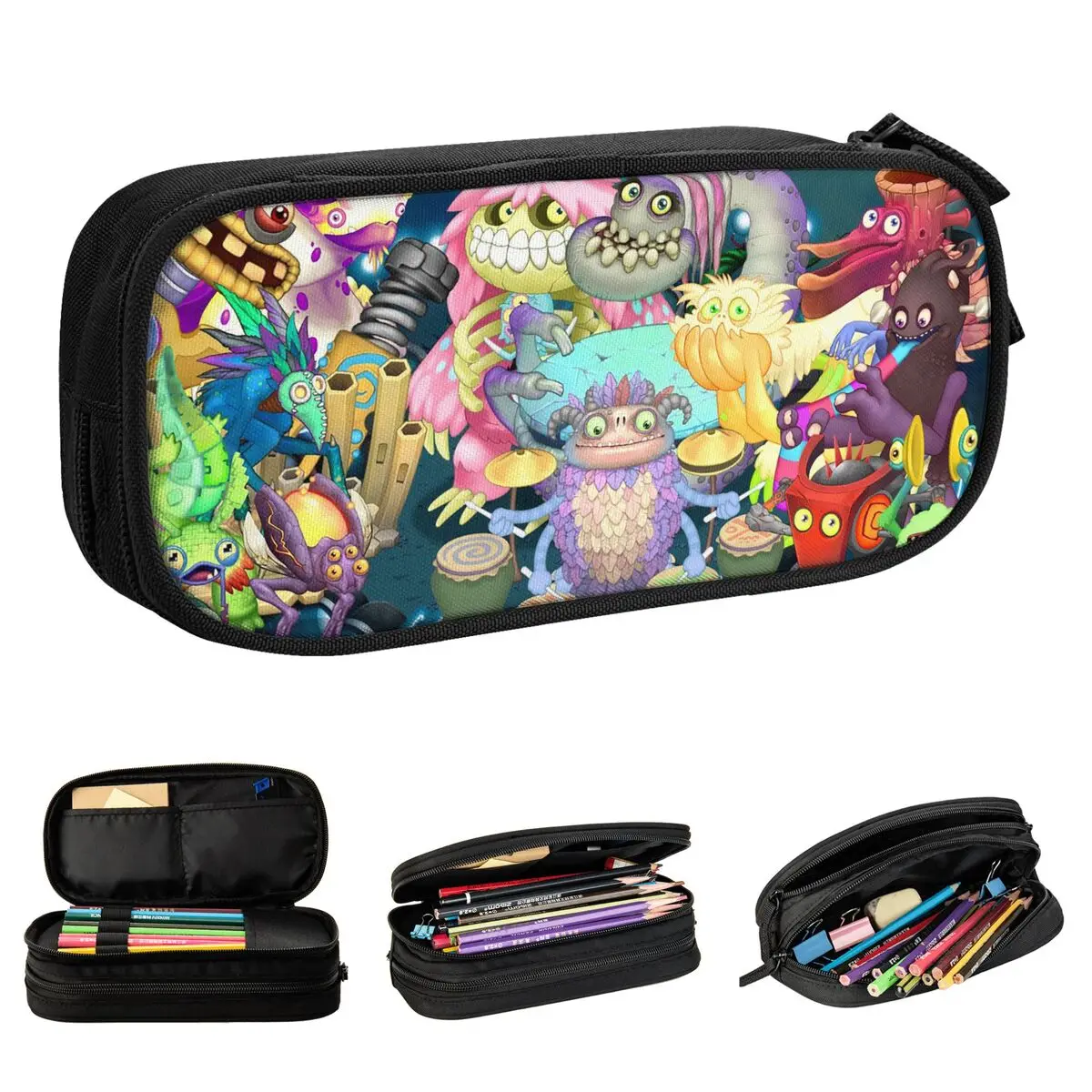 Estuche para lápices Kawaii de dibujos animados My Singing Monsters, portalápices divertido, bolsas para lápices, almacenamiento grande para niños, regalos de oficina, estuches para lápices