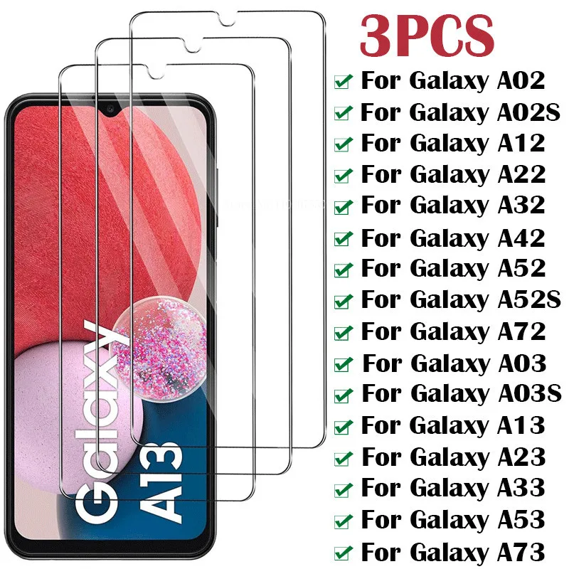 3PCS Tempered Glass For Samsung Galaxy A13 A02 A03S A53 A23 A33 A73 A54 A55 Screen Protector For Samsung A52 A42 A22 A32 A12 5G