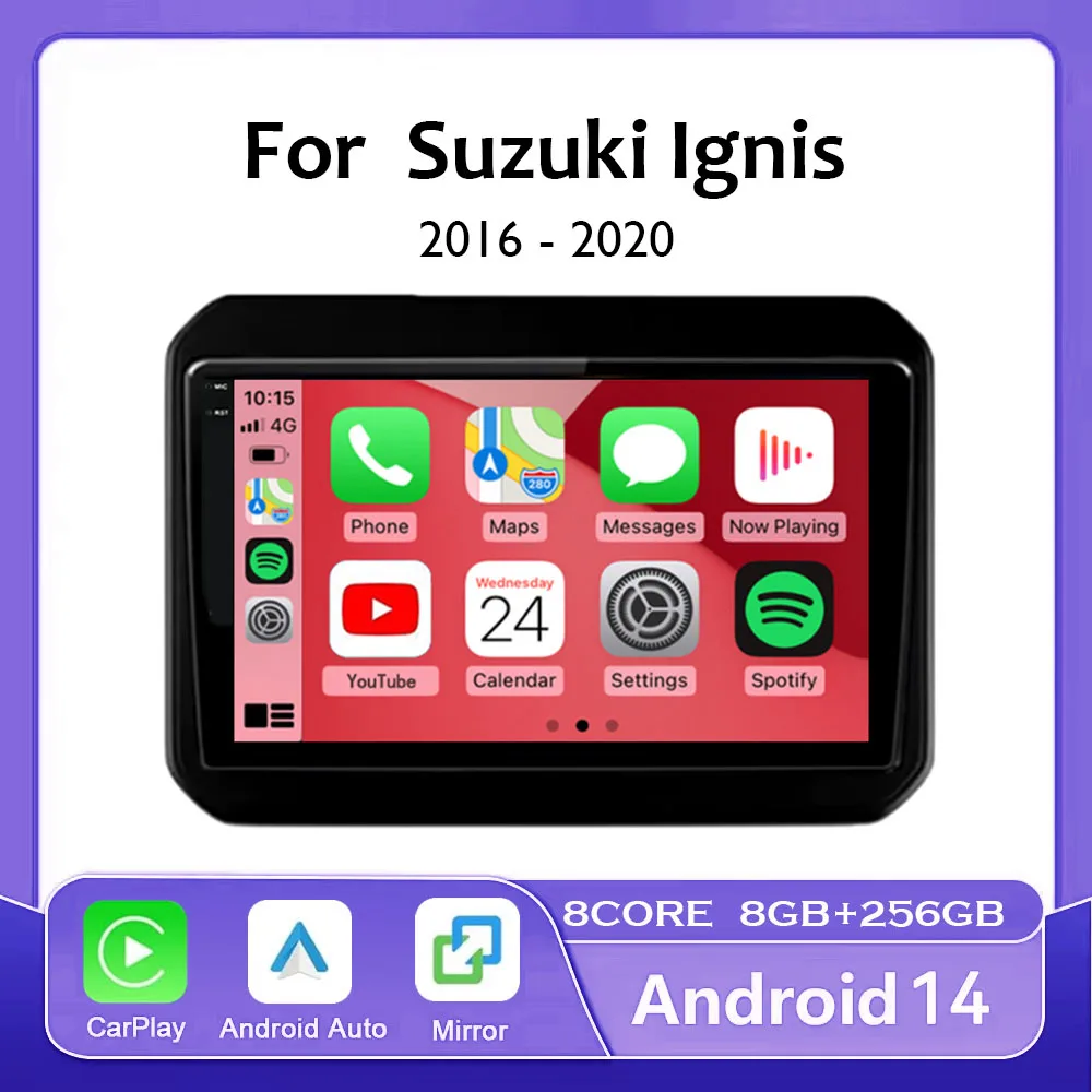 

Android 14 беспроводной авто Carplay для Suzuki Ignis 2016 2017 2018 2019 2020 автомобильный радиоприемник мультимедийный видеоплеер Navi GPS стерео DSP