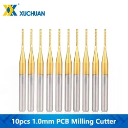 10Pcs 0.8-3.175Mm Titanium Coated Carbide Pcb Frezen Cnc Router Bits Corn End Mill Voor Pcb machine Frees