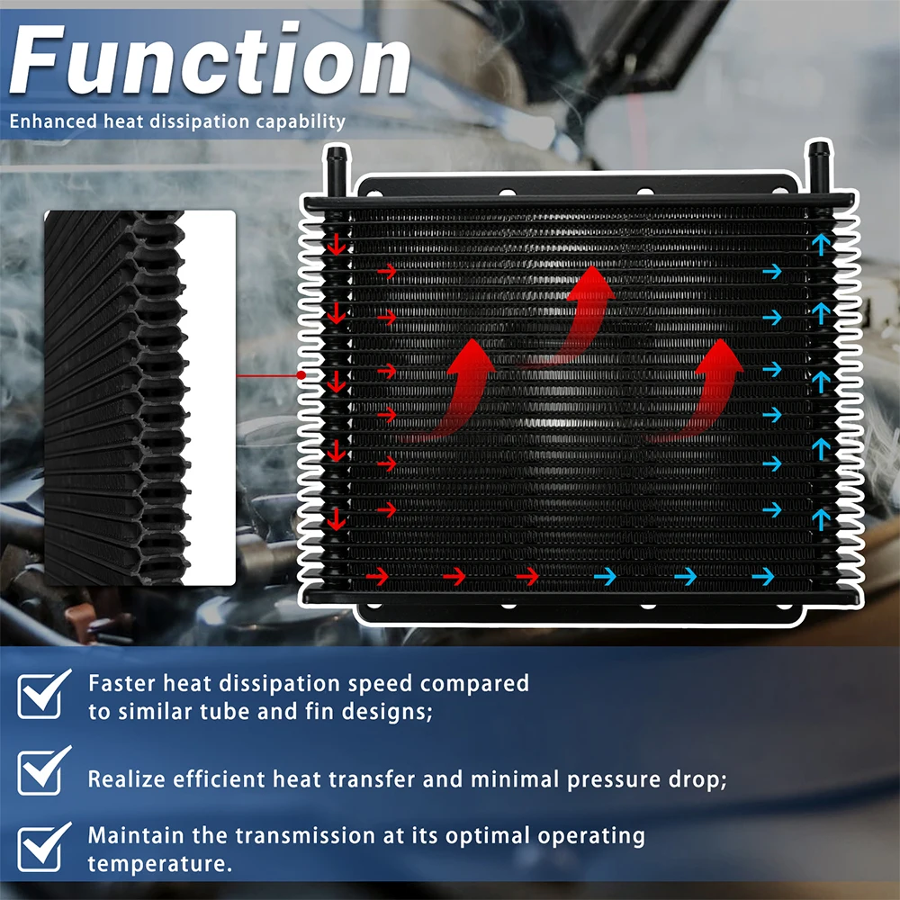 14/25/32 Rows Rapid-Cool Transmission Cooler Aluminium Alloy for sub-compact to compact cars 11.02