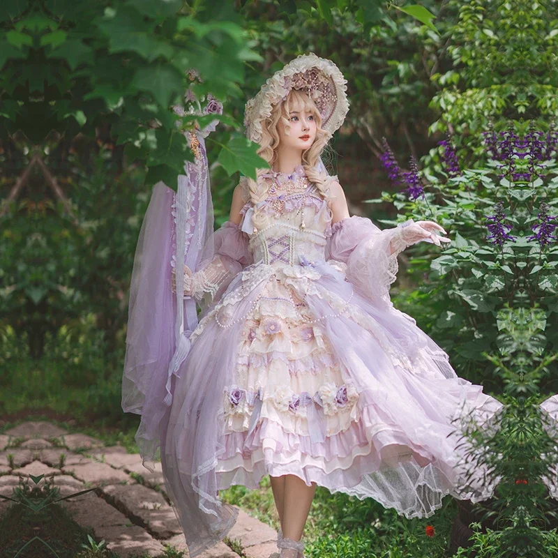 Vestito Lolita da tè per ragazze giapponesi Harajuku Court splendido abito Jsk da principessa Lolita Vintage in chiffon