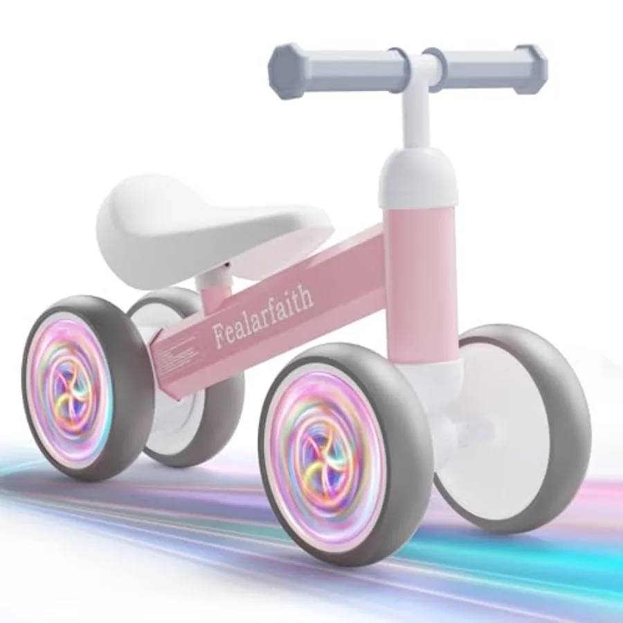 Vélo d'équilibre pour bébé de 1 an, pour garçons et filles, premier vélo avec 4 roues lumineuses colorées, vélo d'équilibre pour tout-petits de 12 à 24 mois