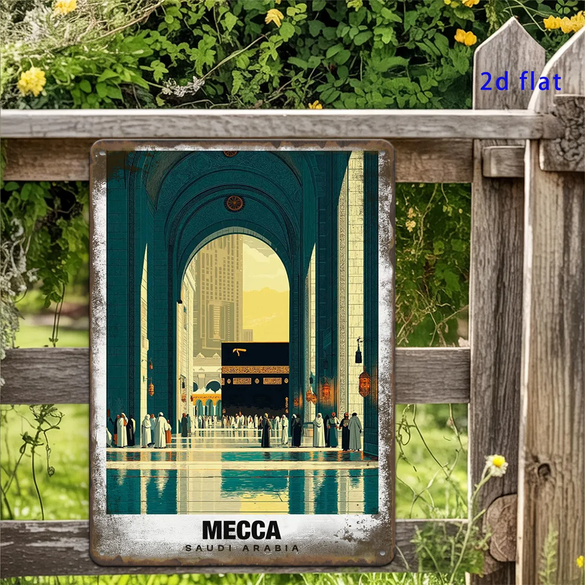 CIFBUY Vintage Mecca Saudi Arabia Aluminum Wall Art Waterproof Durable Metal Sign Home Living Room Dining Bar Cafe Decor