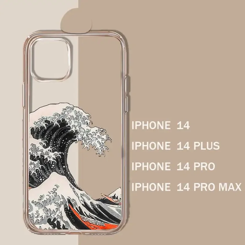 The Kanagawa surf  Great Blue Wave Phone Case Transparent soft For iphone 11 13 12 14 15 pro max mini plus