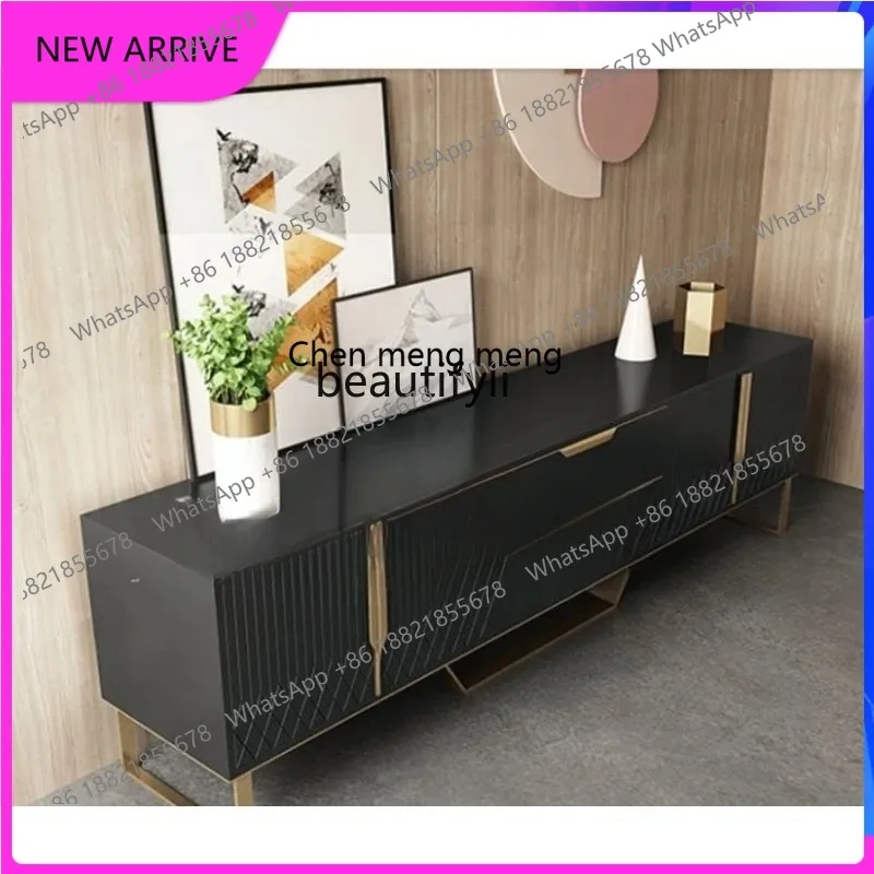 

AA67 Light luxury American solid wood TV cabinet metal foot dining side cabinet design creative TV cabinet