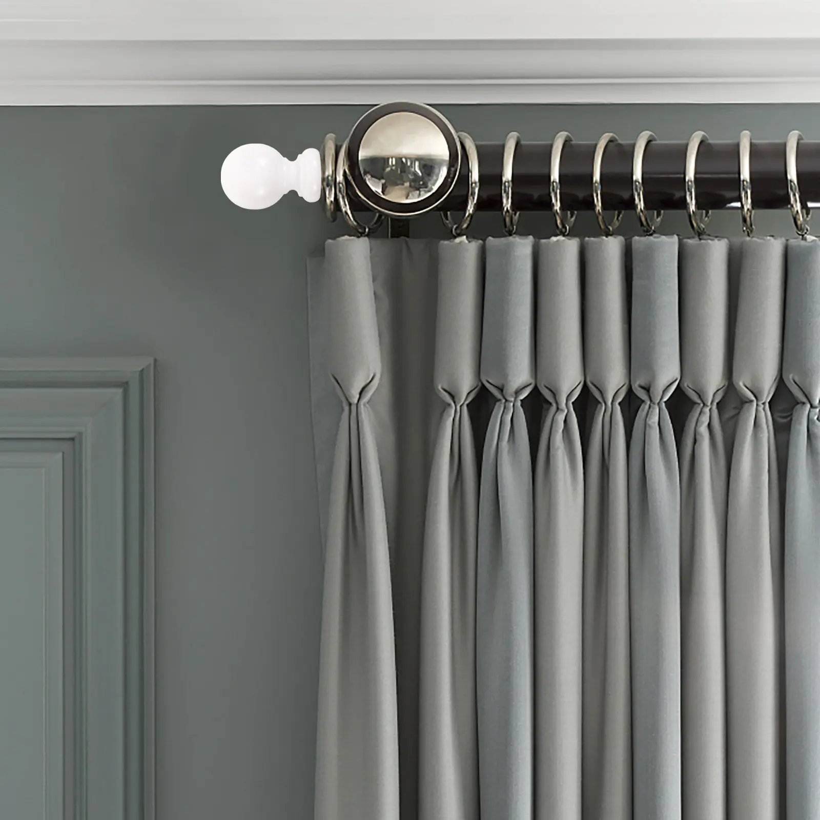 2Pcs Wood Curtain Rod Finials Decorative End Caps Replacement Screw on Ball Shape for Living Room Bedroom Window Treatment