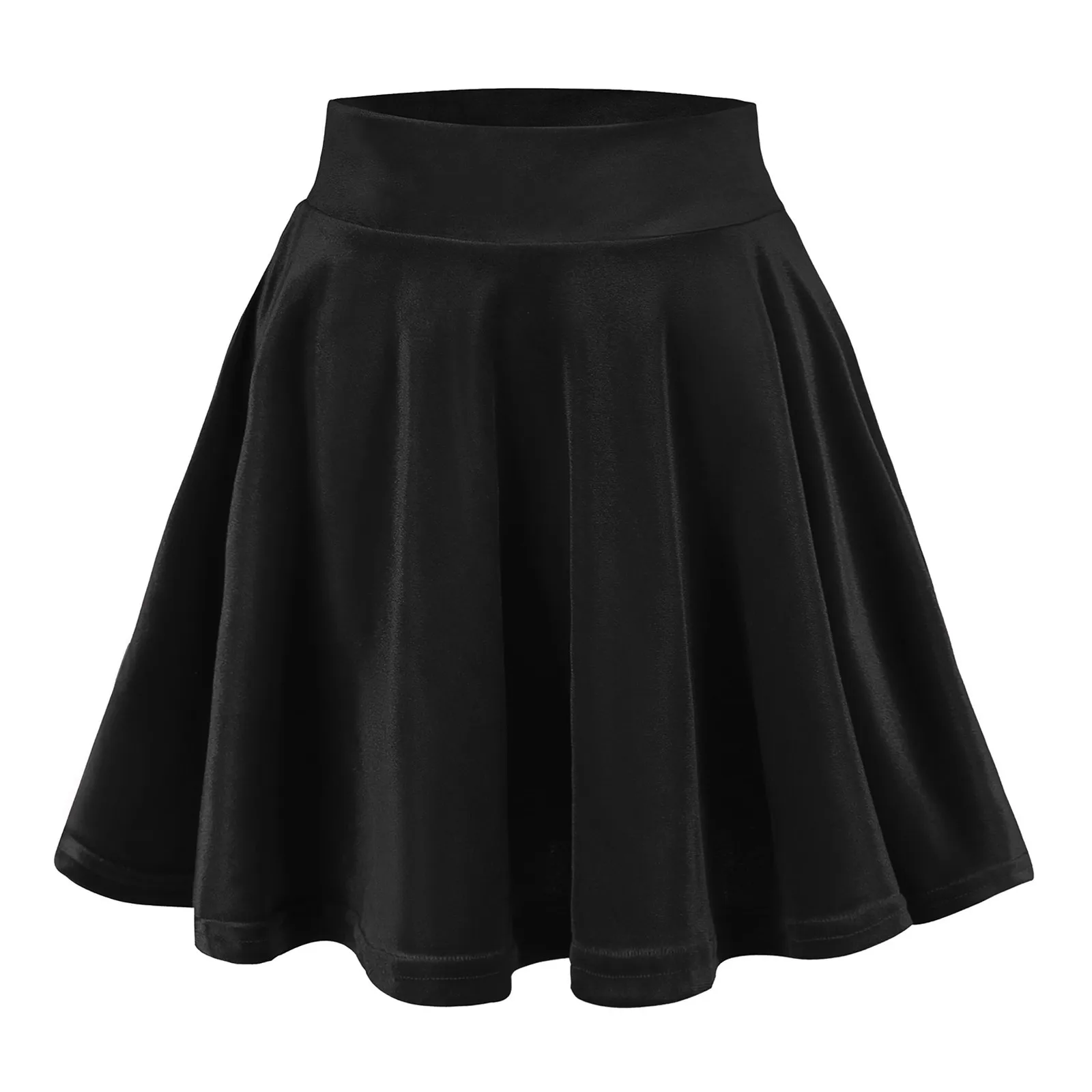 Dames Mode Hoge Taille Geplooide Effen Kleur Korte Rok Losse Pleuche Rok Dames & Meisjes Basisrok Rok Met Bretels