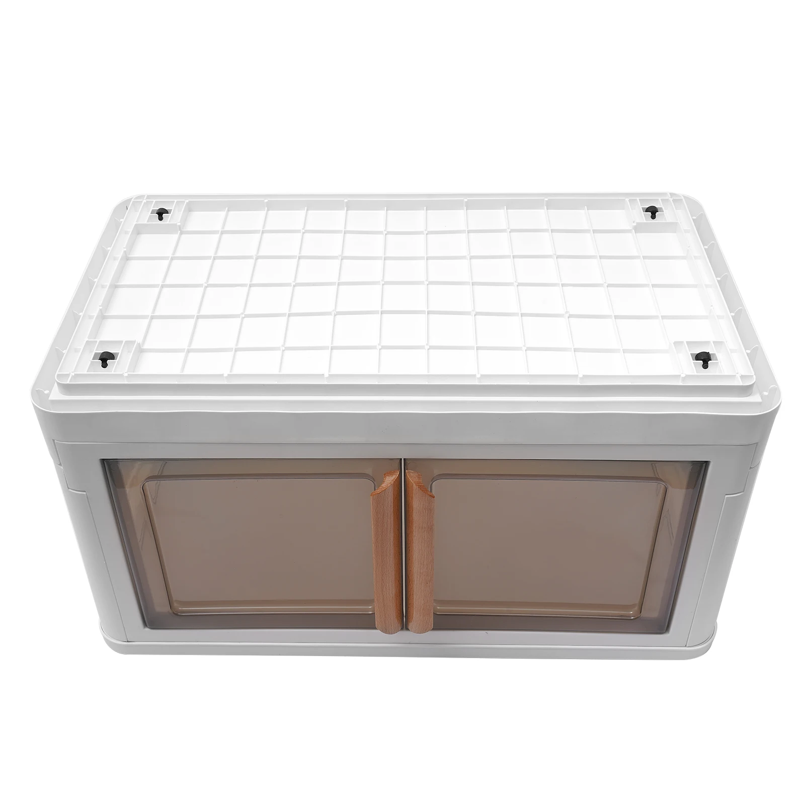 Boîte de Rangement Pliable 72L en Plastique Empilable avec Couvercle, Roues, Double Porte