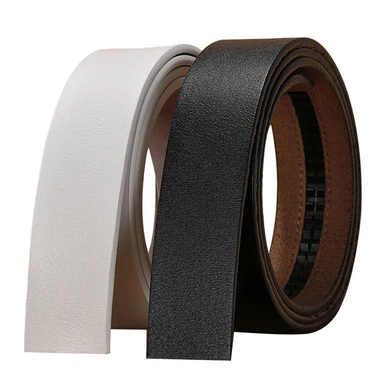 High Quality PU Leather Belt Strap No Buckle Leather Belts without Automatic Buckle 3.5cm Width Belt for Men