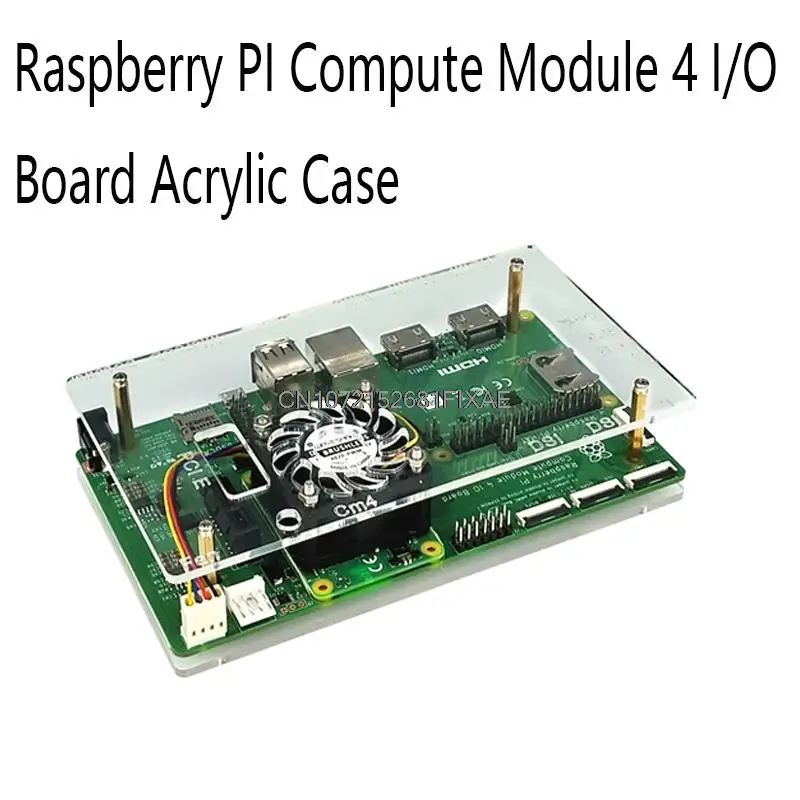 IO Board Metal Shell Acrylic Shell With Fan Raspberry Pi Compute Module 4 CM4 IO Board Case