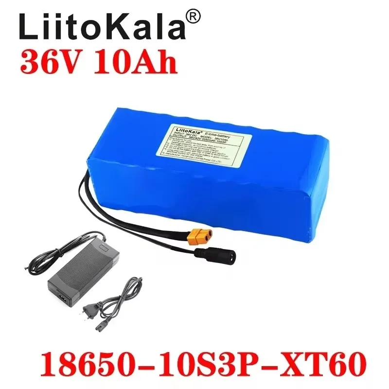 LiitoKala 18650 36 v 10Ah 10S3P Rechargeable Battery, Modified Bikes, Electric Vehicle Battery Charger li-lon + 36V 2A charger