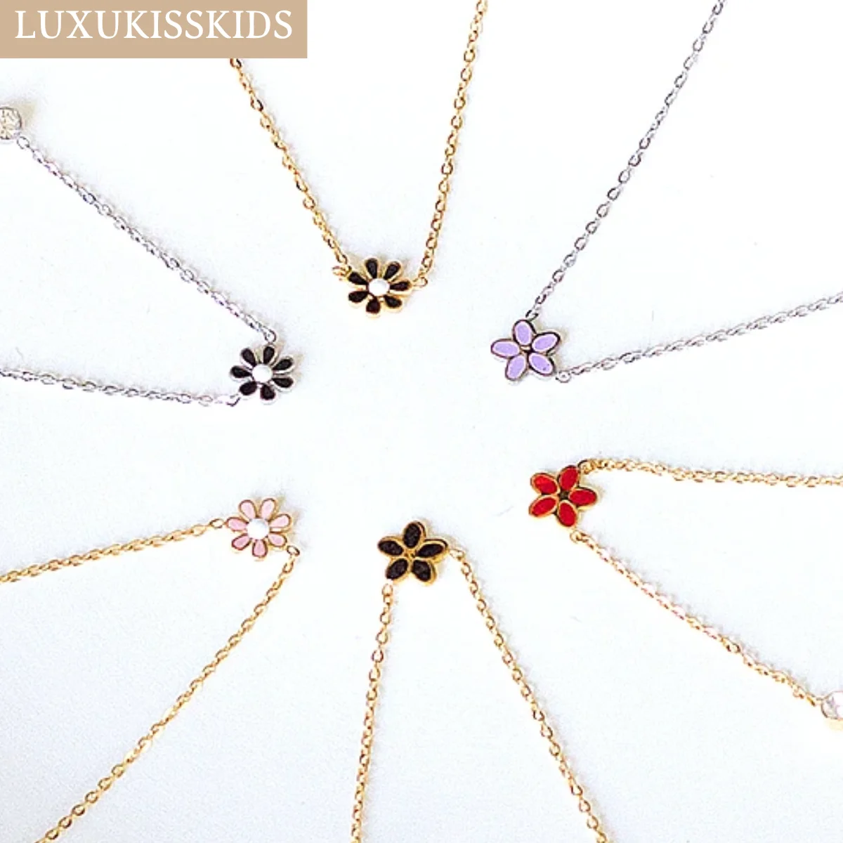 LUXUKISSKIDS Pink Heart Butterfly Flower Necklace For Women Aesthetic Fairy Girls Small Necklace Pendant Cute Daisy Collier