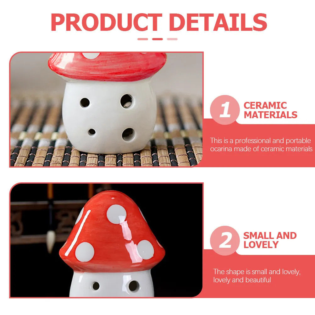 6-Hole Ceramic Ocarina Mushroom Design Compact Player Beginners Portable Kids Musical Instrument Children Gift