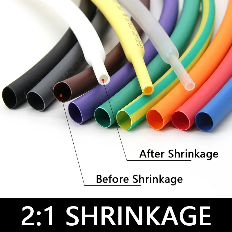 5M Diameter 0.6 0.8 1 1.5 2 2.5 3 3.5 4 4.5 5 5.5 6mm Polyolefin Heat Shrink Tube 2:1 Ratio Insulated Cable Sleeve Shrink Wrap
