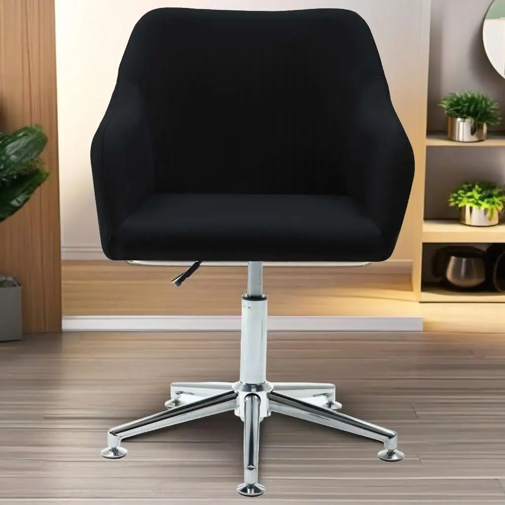 Black Fabric Swivel Dining Chair - Modern Ergonomic Design for Home & Office