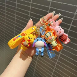 Cartoon Disney Cute Pooh Bear Piglet Eeyore Keychain Car Doll Bag Lovely Keyring Gift for Kids Friends Accessories Keys Holder