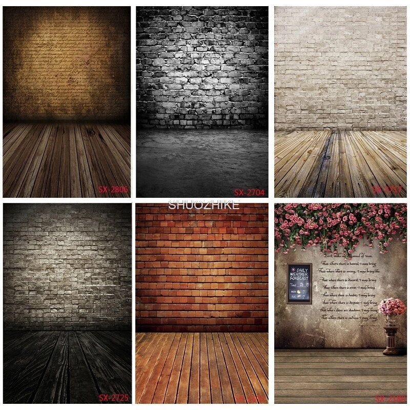 

SHUOZHIKE Digital Photography Backdrops Vintage Brick Wall Wooden Floor Theme Photo Background Studio Prop 2157 YXFL-73