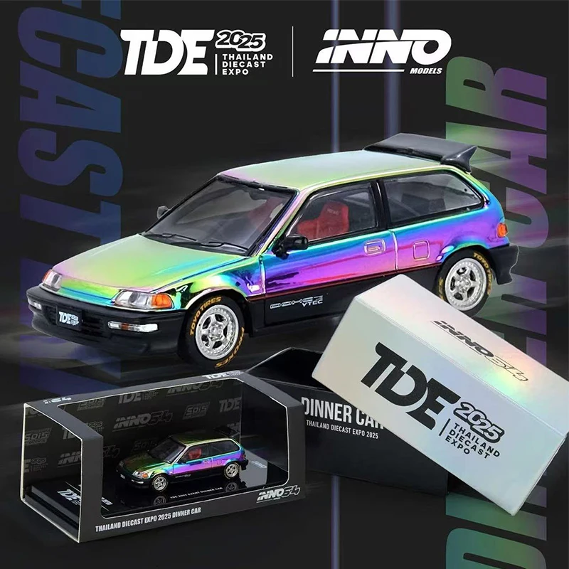 

INNO В наличии 1:64 TDE 2025 Таиландский ужин EF9 CIVIC EK9 SKYLINE GTR R34 Литая под давлением диорама Коллекция моделей автомобилей Миниатюрные игрушки
