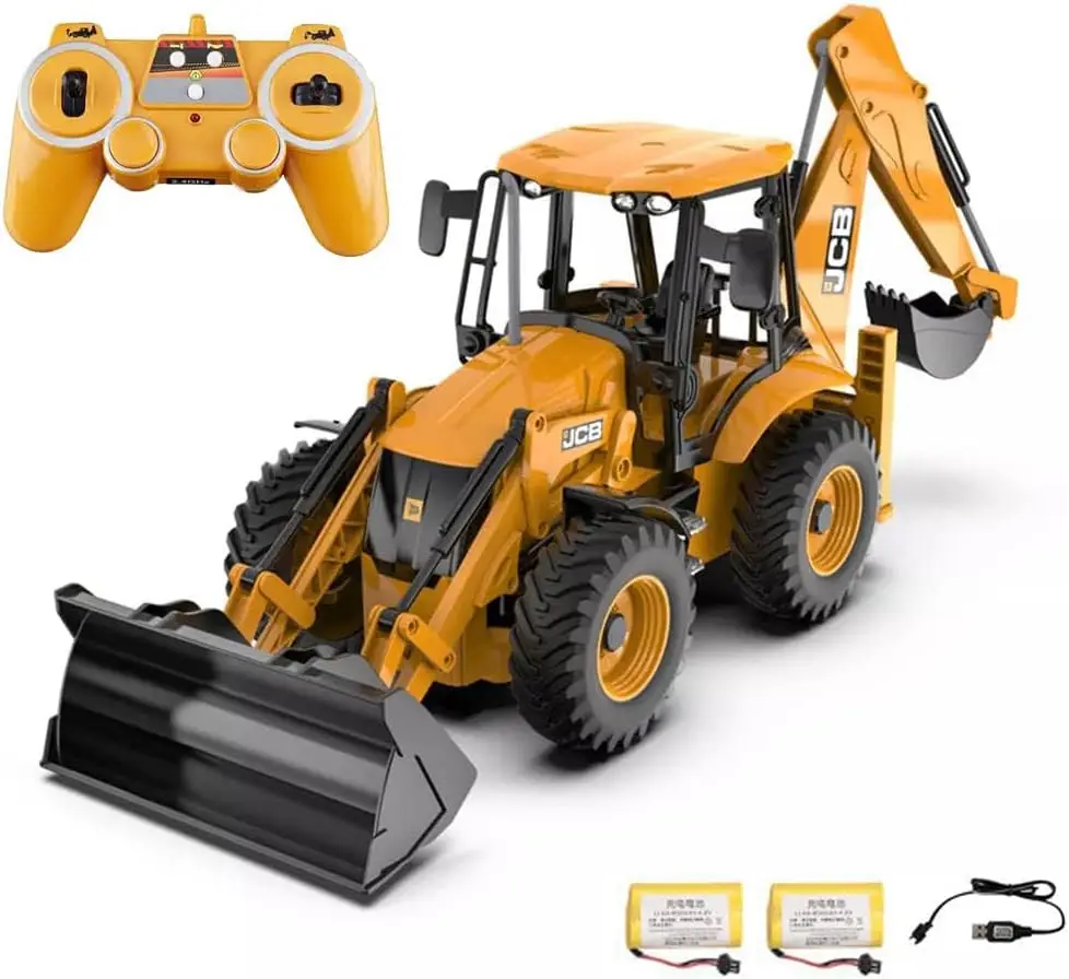 RC Backhoe Wheel Loader 2.4G Fully Functional 1/20 Remote Control Excavator Bulldozer Back Hoe Truck Tractor Digger Heavy Duty C