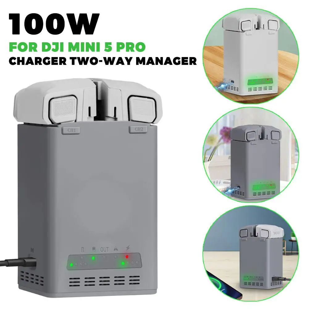 

Two-way Fast Charging Hub Battery Intelligent Charger for DJI Mini 5 Pro/Mini 4 Pro/Mini 3 Pro Charging Butler Power Bank Drone