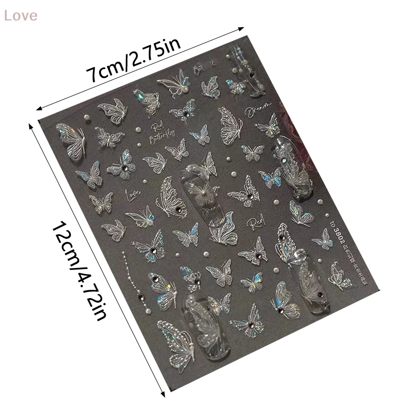 [L & P] فراشة شكل مسمار ملصق مع الماس مجسمة الإغاثة صائق لاصق مسمار الفن صالون لتقوم بها بنفسك مسمار الفن المتحمسين