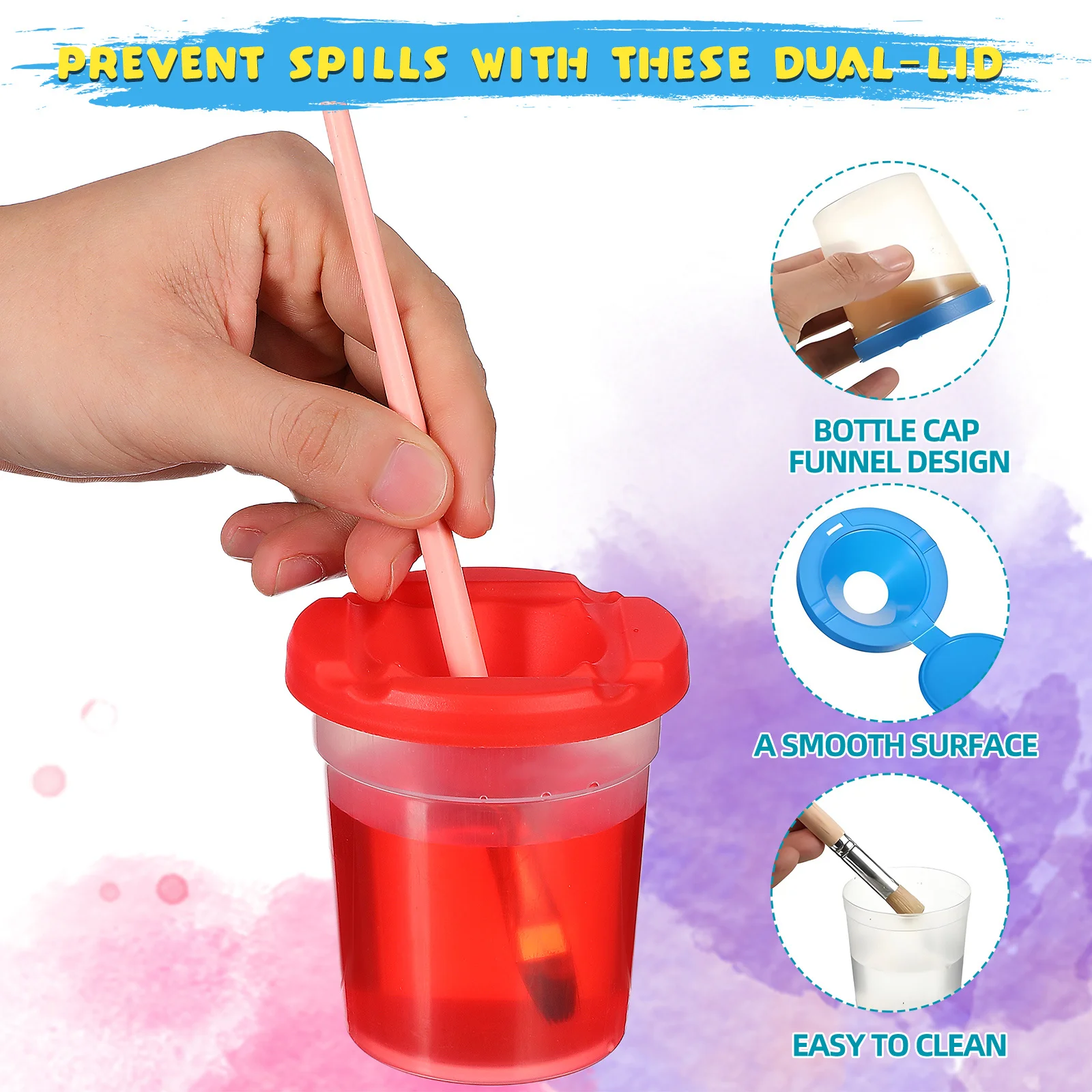 회전식 페인트 통 4개, 페인팅 액세서리, 페인트 브러시 통, 펜 세척 도구, 미술 공예 액세서리