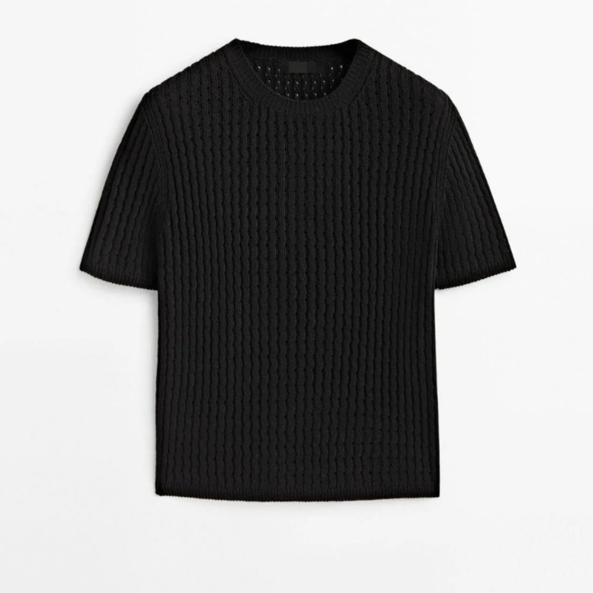 

женский полый вязаный пуловер с круглым вырезом, однотонный свитер с короткими рукавами, повседневная универсальная летняя новая женская шикарная футболка