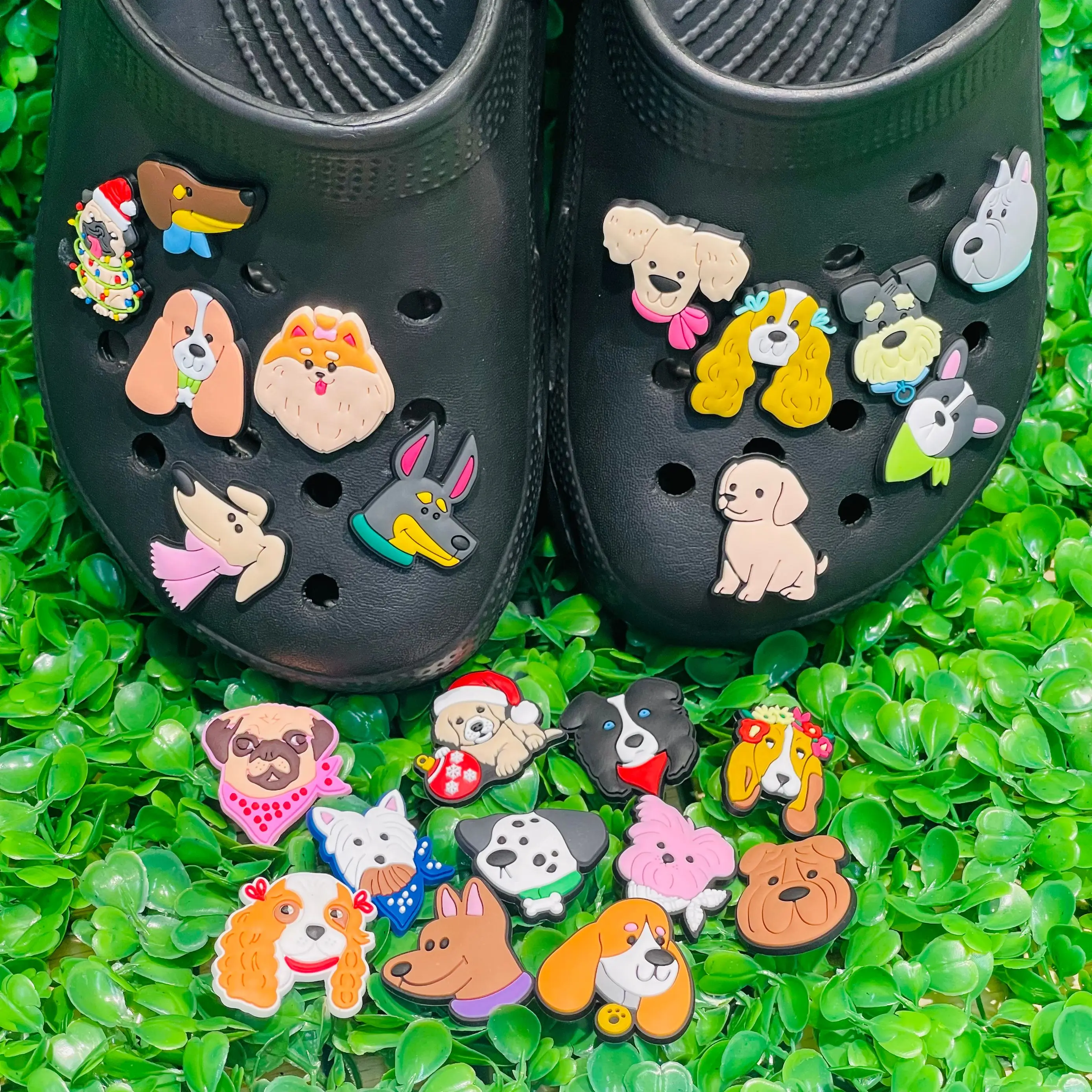 Sandalias con dijes de PVC para niños, accesorios de decoración de zapatos de jardín, perro Airedale Terrier Basset Hound, Kawaii, 1 piezas