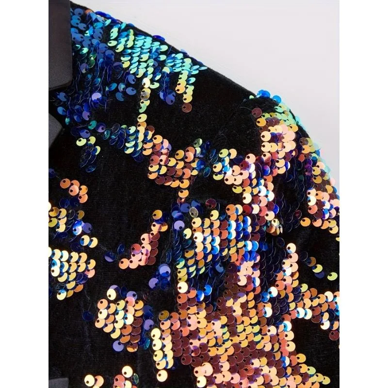 

Glitter Stage Suit L 52348 Golden Sequin Suit Casual Western Jacket Slim Fit Children's Business Wear Other Material 100%