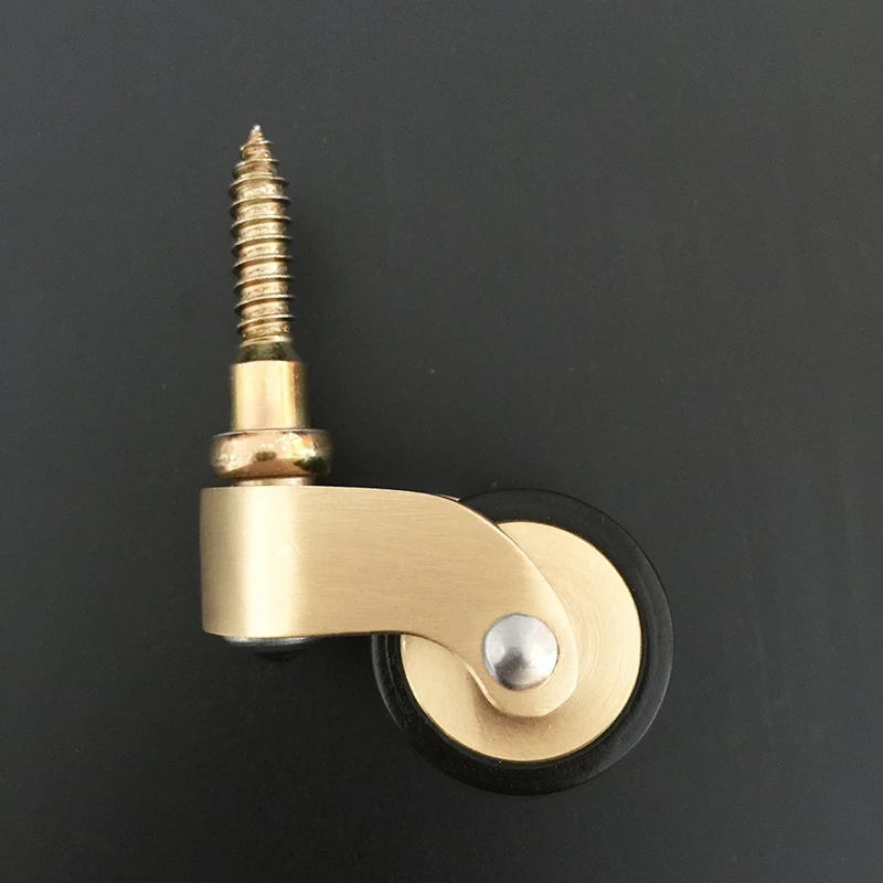 HOT 4PCS 1inch Solid Brass/Brass+Rubber Casters Table Chair Couch Trolley Castors 360° Rotation Wheels Heavy Furniture Rollers