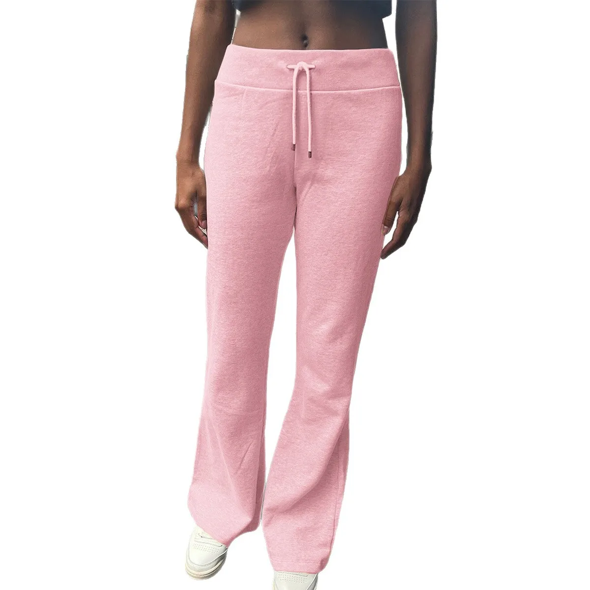 سروال كاجوال برباط ملون للنساء خصر منخفض لون نقي مادة PVC قطن 00% بدون علامة تجارية مسجلة