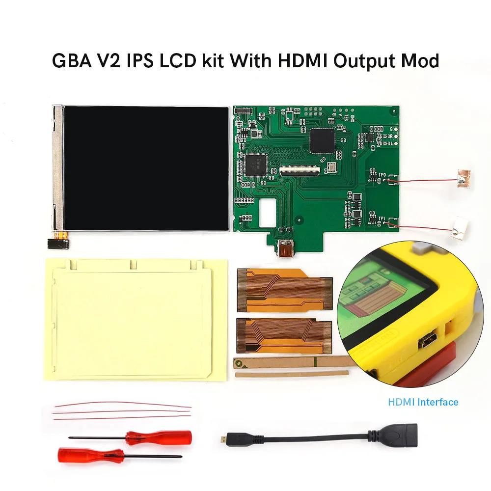 

GBA IPS V2 LCD Screen Kits W/HDMI-Compatible PCB Board 10 Levels Brightness 8Color Retro Pixel Mode For Gameboy Advance Console