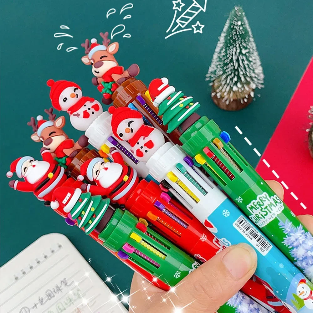 Christmas Ten Color Ballpoint Pens Colorful Hand Account Pen 10pcs Oil Pen Neutral Pen pretty cute delicate gift for students