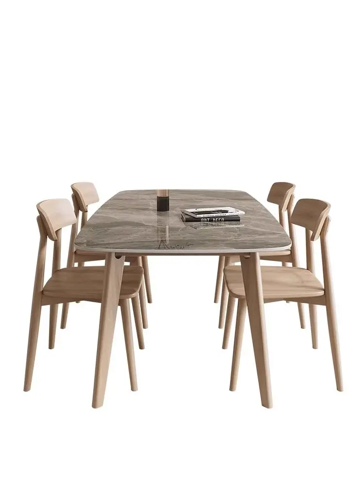 

Обеденный стол и стулья в скандинавском и японском стиле Slate на 6 человек, с возможностью индивидуальной настройки, с столешницей из спеченного камня, подходит для использования.