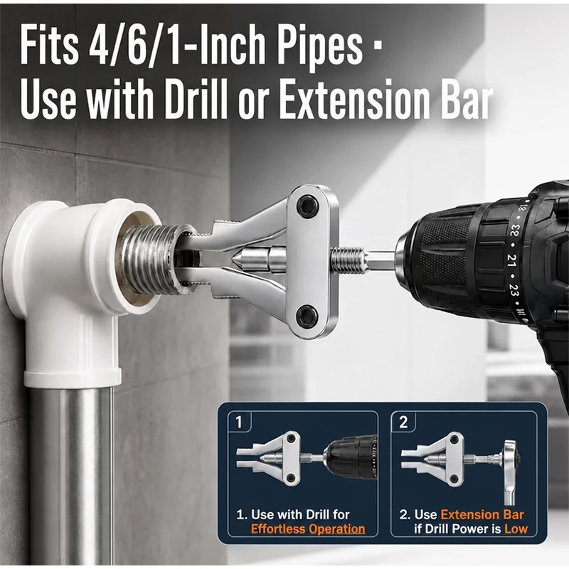 Universal Hex Shank Broken Pipe Extractor Tool for PPR PVC Plastic MPP Pipes DN20/25/32 1/2″ 3/4″ 1″ Inch Thread Removal Tool